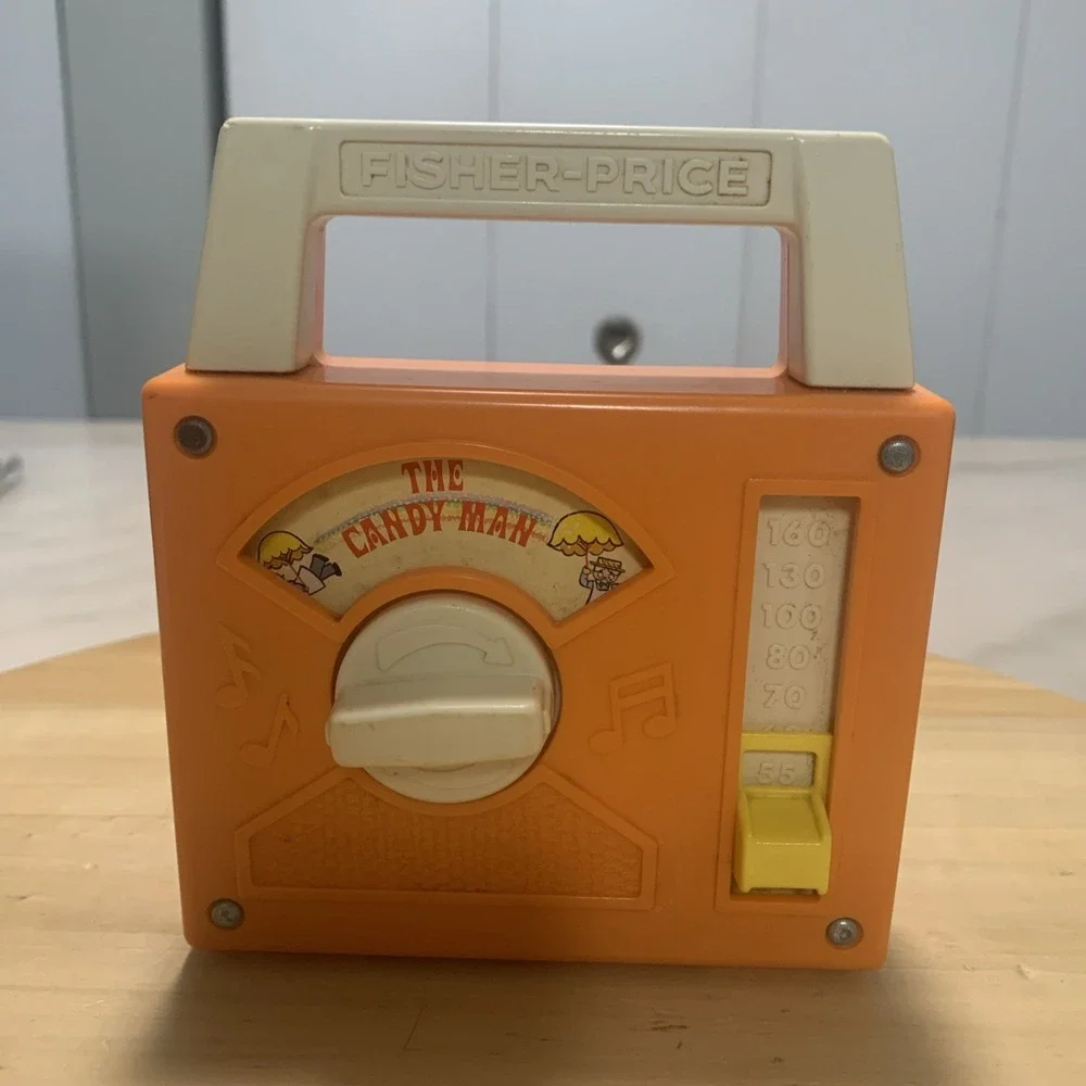 Vintage 1978 Fisher Price 790 The Candy Man Windup Music Box Orange Radio WORKS!